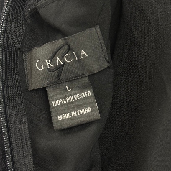 GRACIA Black Lace Tassel Maxi Dress Women Lg Formal Gala Dark Romantic 1920 Vibe - Picture 4 of 14